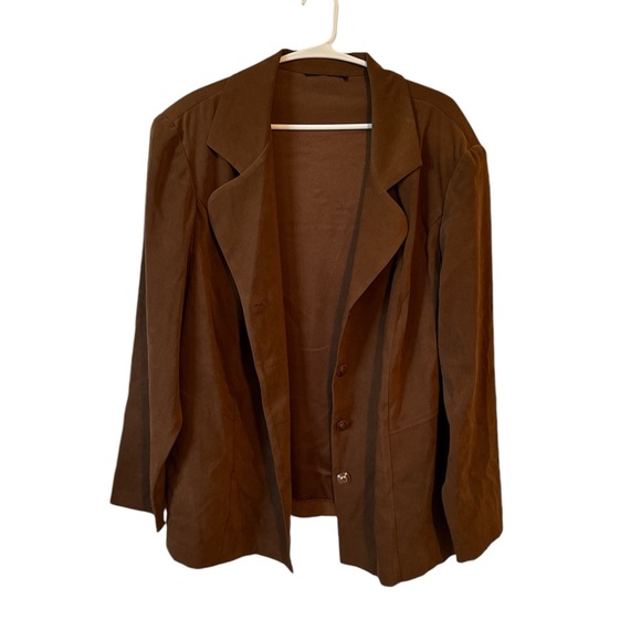 Jackets & Coats Brown Suade Blazer With Shoulder Pads Poshmark